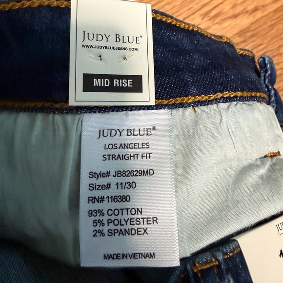 *NWT* Judy Blue Aubrey Mid Rise Side Sean Detail Straight Jeans Size 11/30 - Picture 5 of 5